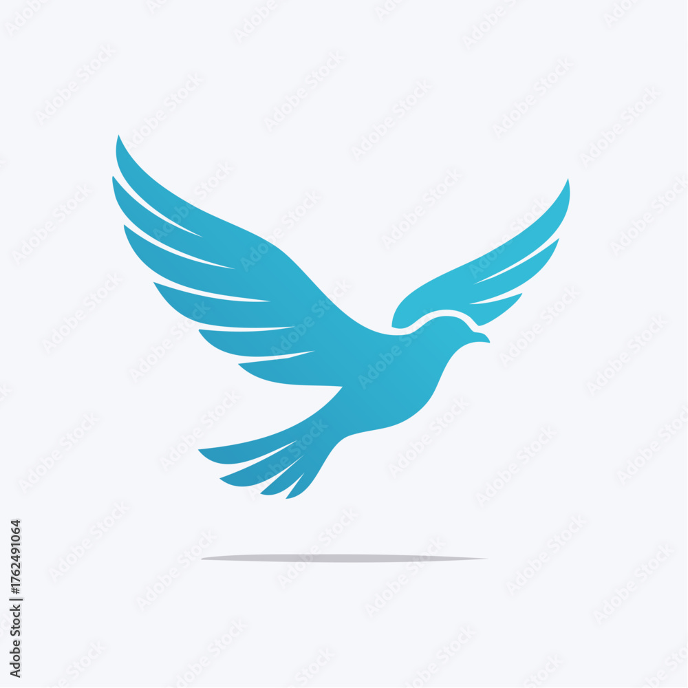 Fototapeta premium Elegant Vector Illustration of a Blue Soaring Bird Symbolizing Freedom and Hope