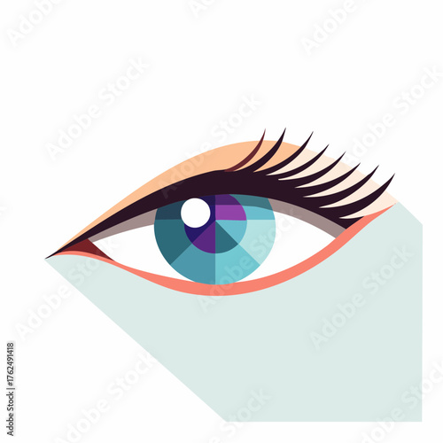 Geometric representation of an eye with vibrant colors and artistic flat design illustration