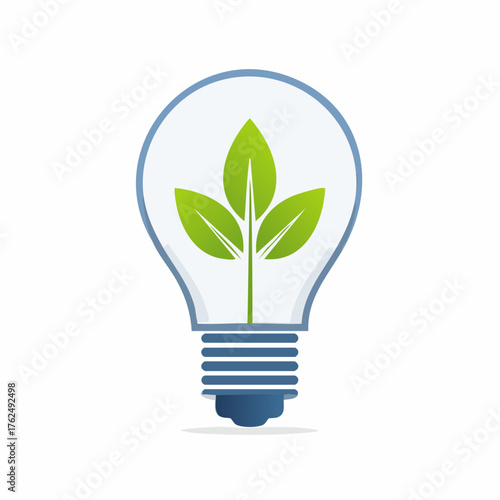 Illustration depicting a green plant within a lightbulb symbolizing eco-friendly innovation
