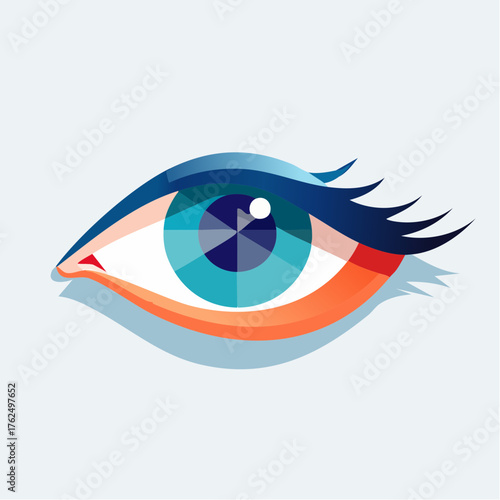 Vibrant and Geometric Illustration of a Human Eye with a Modern and Artistic Design