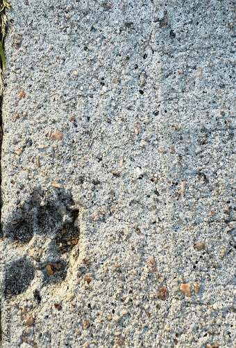 Concrete texture with an embedded paw print