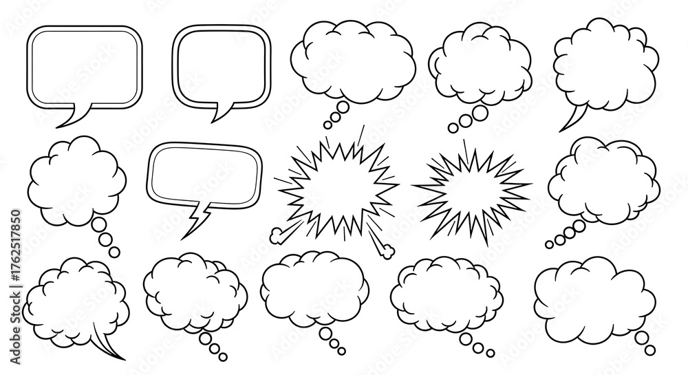 Fototapeta premium Comic Speech Bubbles and Explosion Elements.