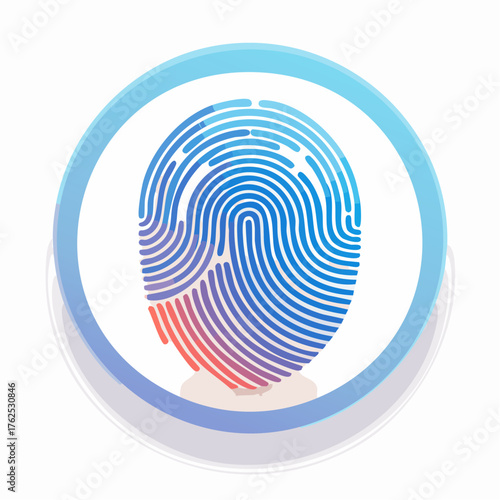 Stylized biometric identification graphic with swirling gradients inside circle