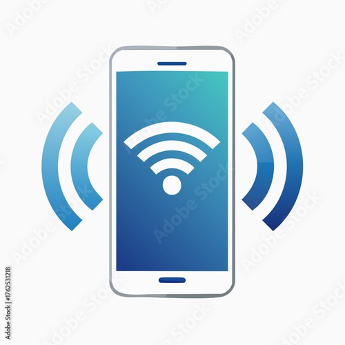 Stylized smartphone radiating wifi signals, symbolizing connectivity and communication