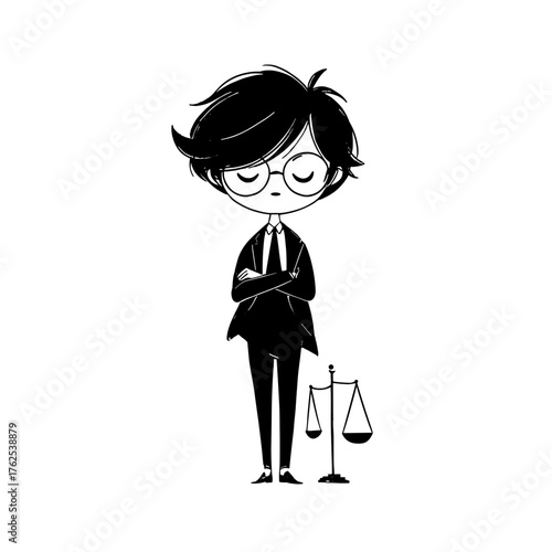 Lawyer. Lawyer simple black and white line art vector logo
