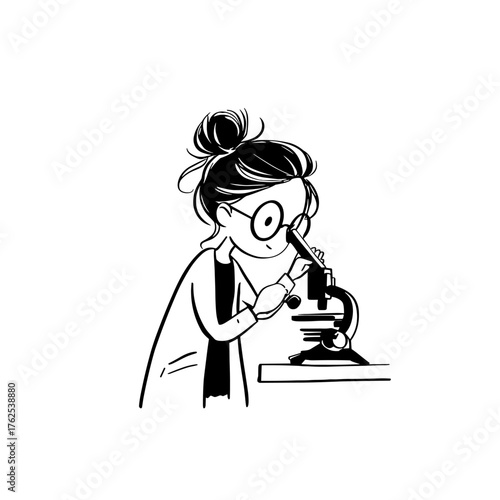 Scientist. Scientist simple black and white line art vector logo