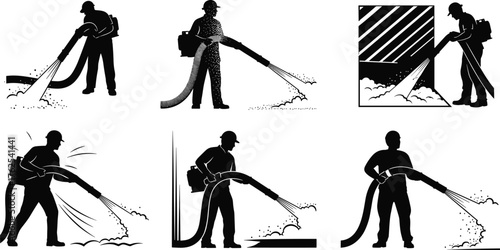 Cabinet assembly illustration, construction worker, power drill, screwdriver use, wall cabinet, safety helmet, carpentry process, furniture installation, repair work, training skills