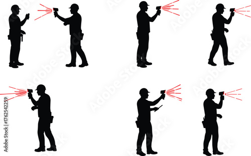 Cabinet assembly illustration, construction worker, power drill, screwdriver use, wall cabinet, safety helmet, carpentry process, furniture installation, repair work, training skills