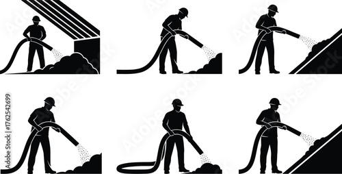 Cabinet assembly illustration, construction worker, power drill, screwdriver use, wall cabinet, safety helmet, carpentry process, furniture installation, repair work, training skills