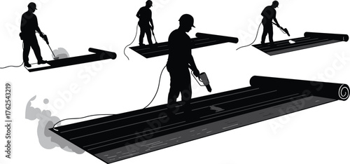 Cabinet assembly illustration, construction worker, power drill, screwdriver use, wall cabinet, safety helmet, carpentry process, furniture installation, repair work, training skills