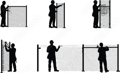 Cabinet assembly illustration, construction worker, power drill, screwdriver use, wall cabinet, safety helmet, carpentry process, furniture installation, repair work, training skills