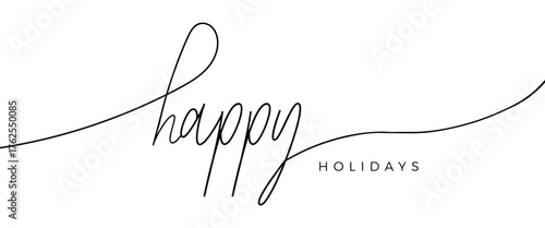 Happy holidays vector brush lettering. Hand drawn modern brush calligraphy isolated on white background.Creative typography for Holiday greeting gift poster, cards . Modern calligraphy for greeting 