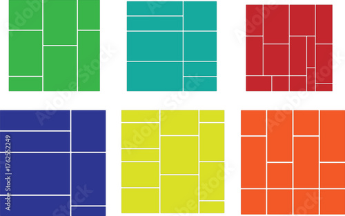 Aesthetic Bento Box Photo Collage Frame Collection. Trendy Bento UI Layout Collection – Modular Grid Composition. Modern Bento Grid Poster – Colorful Modular Layout Design