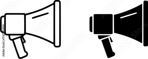 ofvs5 OutlineFilledVectorSign ofvs - megaphone vector icon . isolated transparent . public relations . shouting . black outline and filled version . AI 10 / EPS 10 . g11280