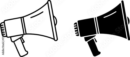 ofvs5 OutlineFilledVectorSign ofvs - megaphone vector icon . isolated transparent . public relations . shouting . black outline and filled version . AI 10 / EPS 10 . g11280