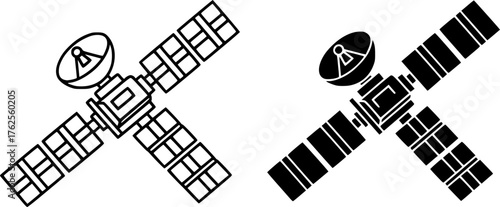 ofvs353 OutlineFilledVectorSign ofvs - satellite vector icon . isolated transparent . black outline and filled version . AI 10 / EPS 10 / PNG . g11693
