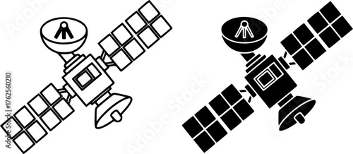 ofvs353 OutlineFilledVectorSign ofvs - satellite vector icon . isolated transparent . black outline and filled version . AI 10 / EPS 10 / PNG . g11693
