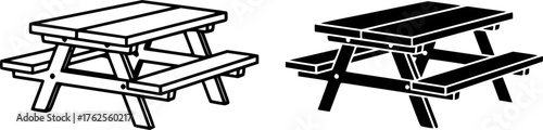 ofvs626 OutlineFilledVectorSign ofvs - picnic table vector icon . isolated transparent . outline and filled version . AI 10 / EPS 10 / PNG . g11969
