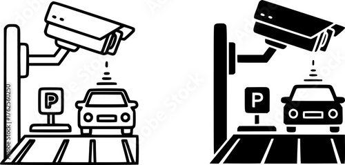 ofvs646 OutlineFilledVectorSign ofvs - parking lot vector icon . license plate recognition . cctv . video surveillance . isolated transparent . outline and filled version . AI 10 / EPS / PNG . g11992