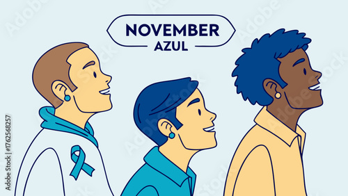 November azul prostate cancer awareness month illustration for health and medical campaign and prevention 100