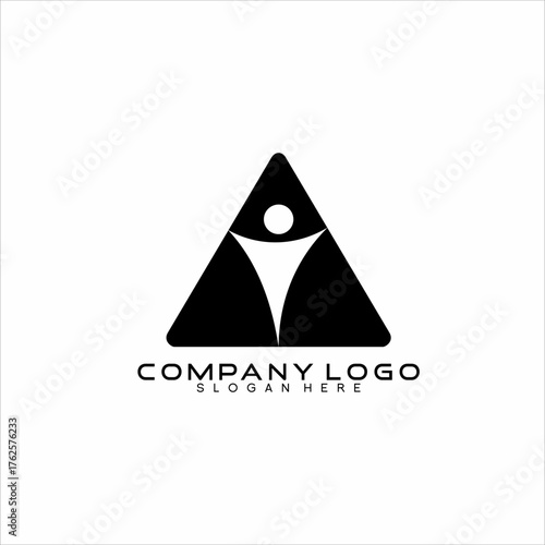 Health logo design with human and triangle elements.