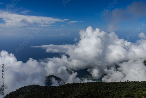 Exploring Caracas, Venezuela. Mountaineering in Waraira Repano National Park. View of the Guaira through the mist from the Ávila mountain range.
