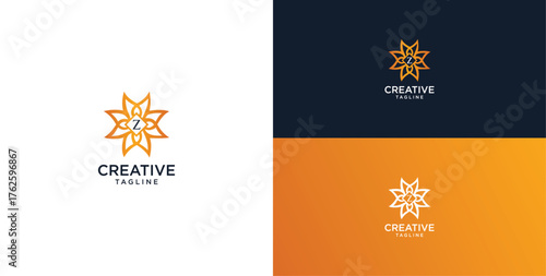 floral ornament logo and icon with initials Z