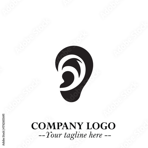 Modern Ear Logo Symbol with Minimalist Line Art Style and Elegant Professional Design
