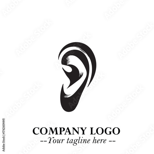 Modern Ear Logo Symbol with Minimalist Line Art Style and Elegant Professional Design
