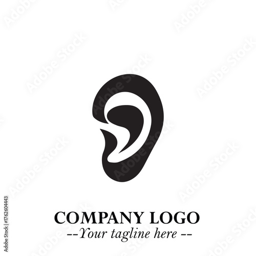 Modern Ear Logo Symbol with Minimalist Line Art Style and Elegant Professional Design
