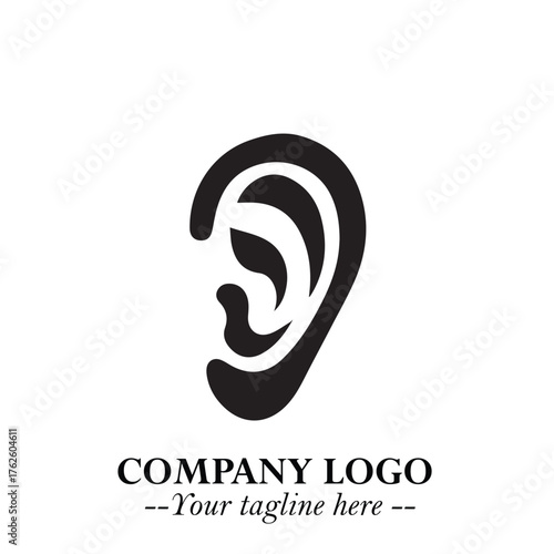 Modern Ear Logo Symbol with Minimalist Line Art Style and Elegant Professional Design
