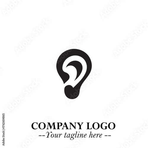 Modern Ear Logo Symbol with Minimalist Line Art Style and Elegant Professional Design
