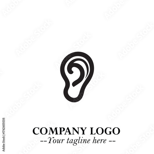 Modern Ear Logo Symbol with Minimalist Line Art Style and Elegant Professional Design
