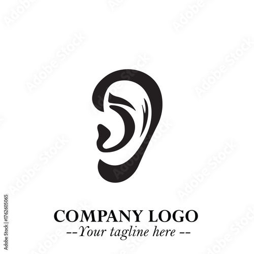 Modern Ear Logo Symbol with Minimalist Line Art Style and Elegant Professional Design
