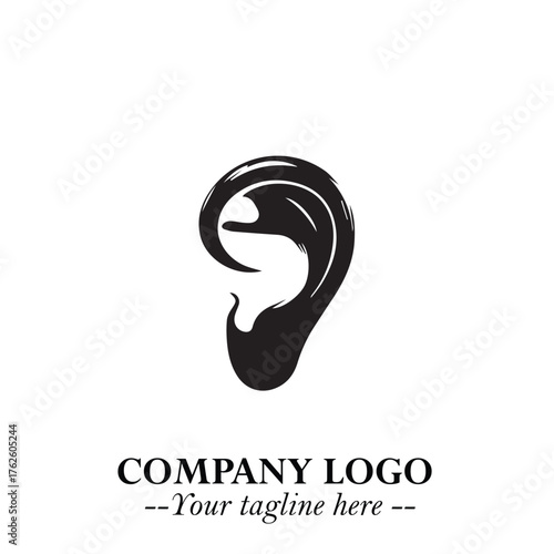 Modern Ear Logo Symbol with Minimalist Line Art Style and Elegant Professional Design
