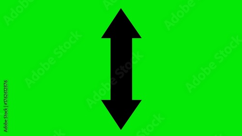 video animation arrow indicating double meaning up and down sense, on a green chroma key background