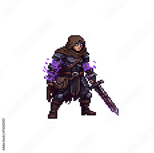 pixel art cursed adventurer dungeon dark hero fallen soul
