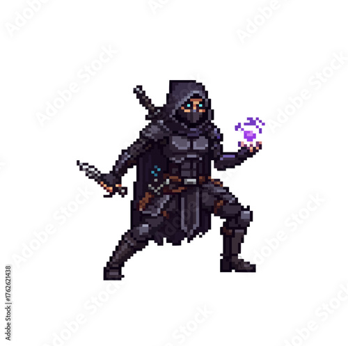 pixel art shadow assassin dungeon killer stealth dark rogue
