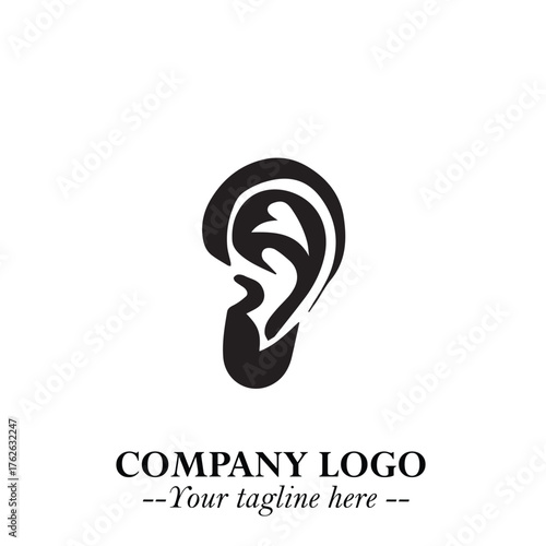 Modern Ear Logo Symbol with Minimalist Line Art Style and Elegant Professional Design
