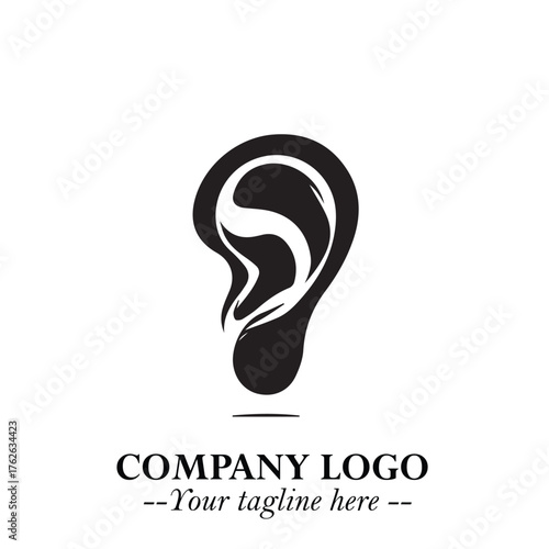 Modern Ear Logo Symbol with Minimalist Line Art Style and Elegant Professional Design

