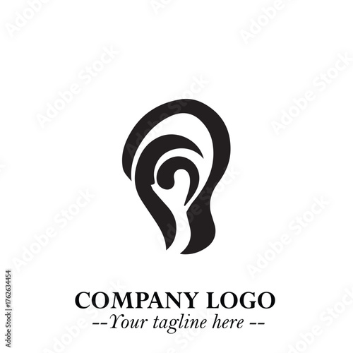 Modern Ear Logo Symbol with Minimalist Line Art Style and Elegant Professional Design
