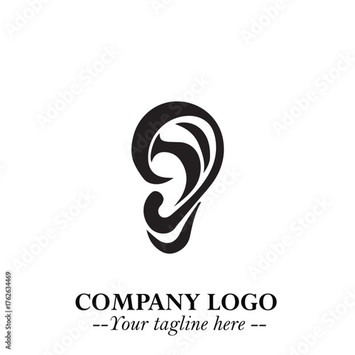 Modern Ear Logo Symbol with Minimalist Line Art Style and Elegant Professional Design
