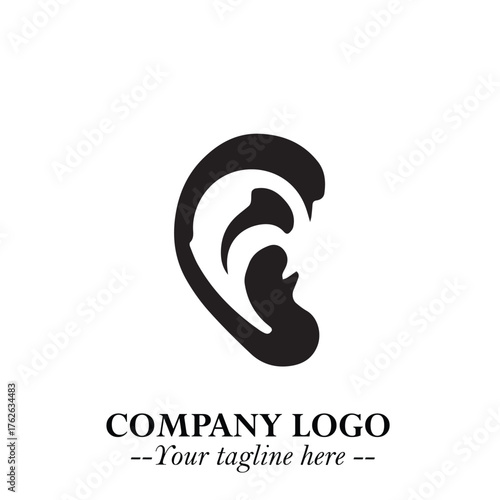 Modern Ear Logo Symbol with Minimalist Line Art Style and Elegant Professional Design
