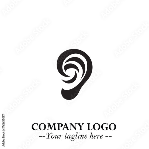 Modern Ear Logo Symbol with Minimalist Line Art Style and Elegant Professional Design
