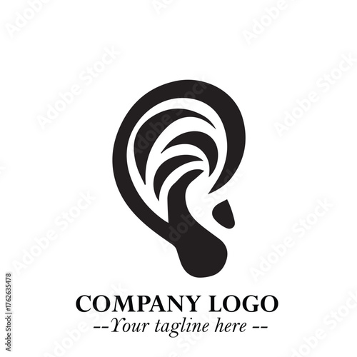 Modern Ear Logo Symbol with Minimalist Line Art Style and Elegant Professional Design
