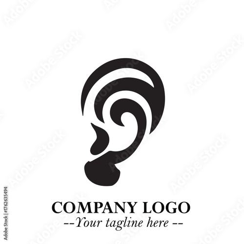 Modern Ear Logo Symbol with Minimalist Line Art Style and Elegant Professional Design
