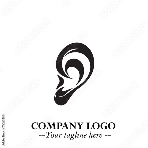 Modern Ear Logo Symbol with Minimalist Line Art Style and Elegant Professional Design
