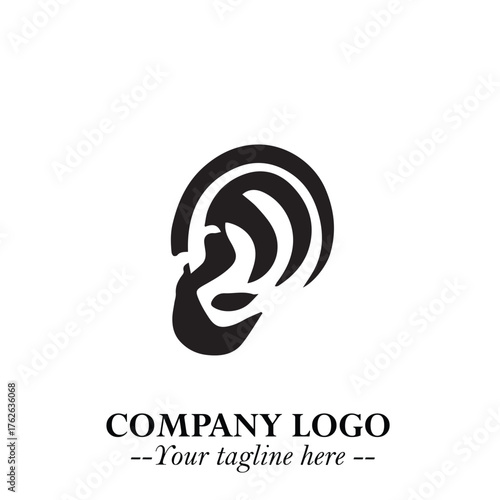 Modern Ear Logo Symbol with Minimalist Line Art Style and Elegant Professional Design
