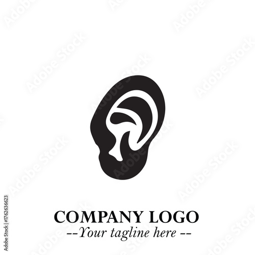 Modern Ear Logo Symbol with Minimalist Line Art Style and Elegant Professional Design

