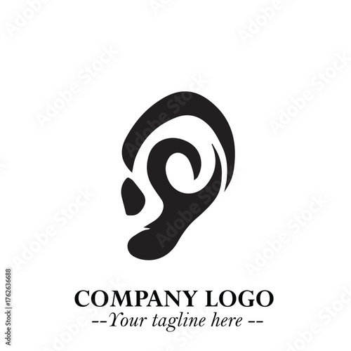 Modern Ear Logo Symbol with Minimalist Line Art Style and Elegant Professional Design
